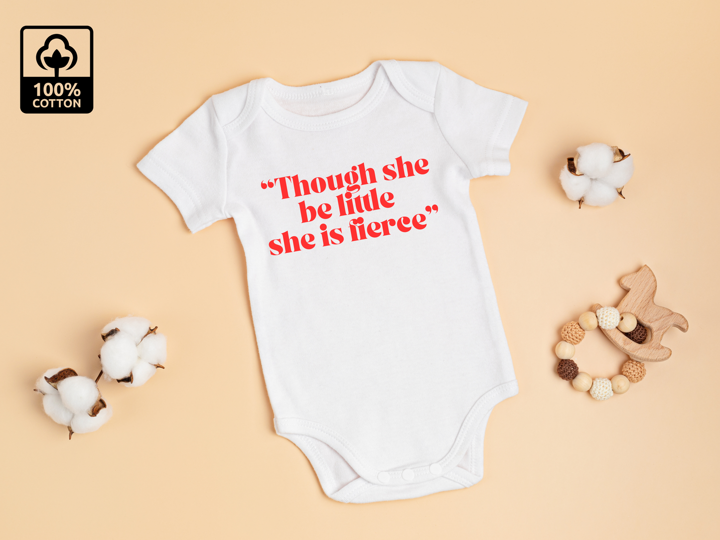 Though She Be Little She Is Fierce Baby Vest