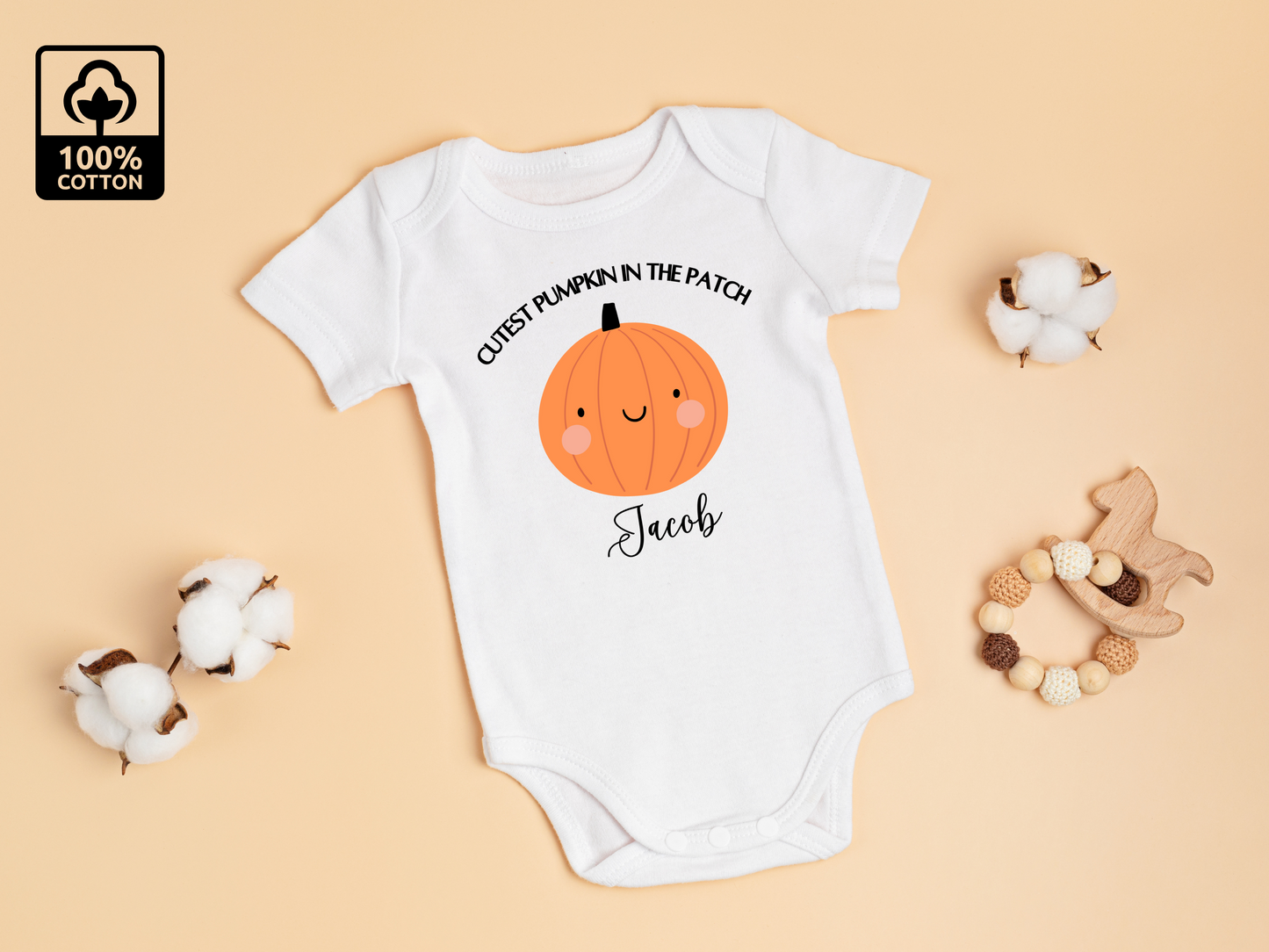 Cutest Pumpkin In The Patch Personalised Name Baby Vest
