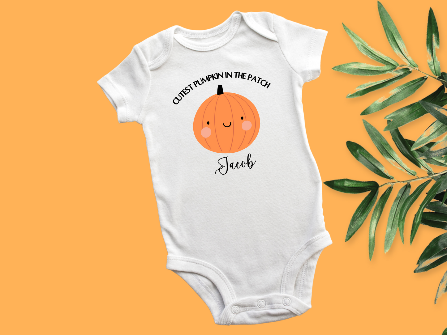 Cutest Pumpkin In The Patch Personalised Name Baby Vest