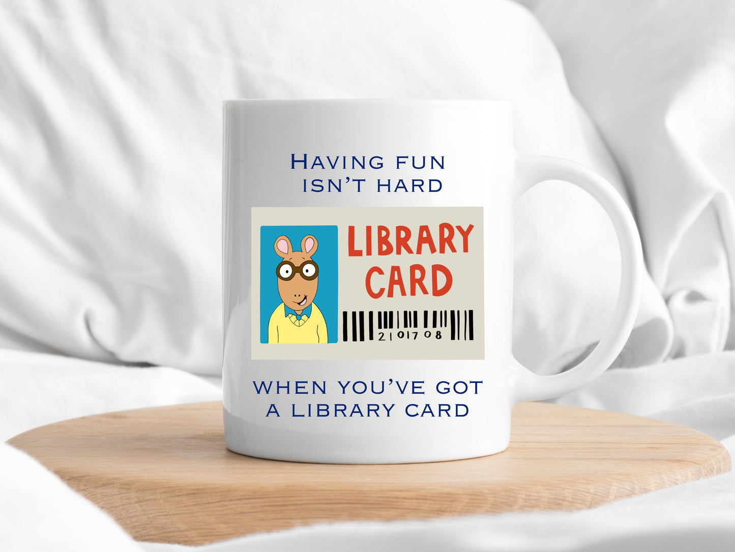 Arthur Library Card Mug, Library Card Mug, Bookish Library Card Mug, Bookish TV Mug, Bookish Gift, 2000s TV Show, Arthur Reading Mug