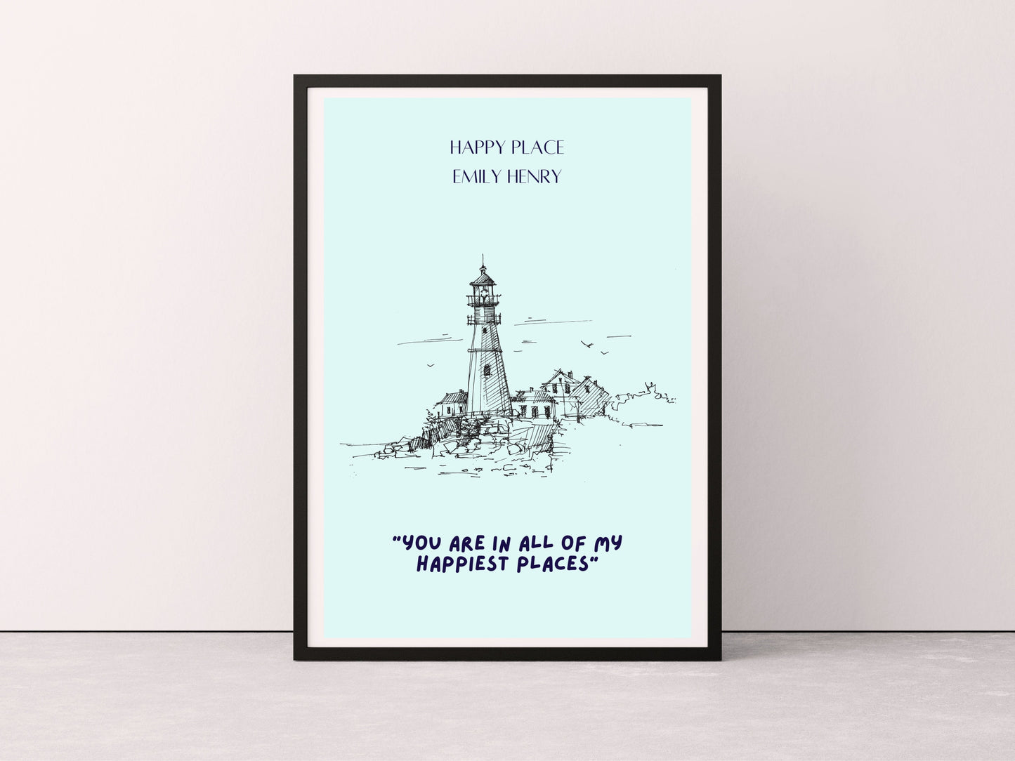 Emily Henry Happy Place Print, Happy Place Wall Art, Emily Henry Merch, People We Meet On Vacation, Bookish Prints, Bookish Wall Art