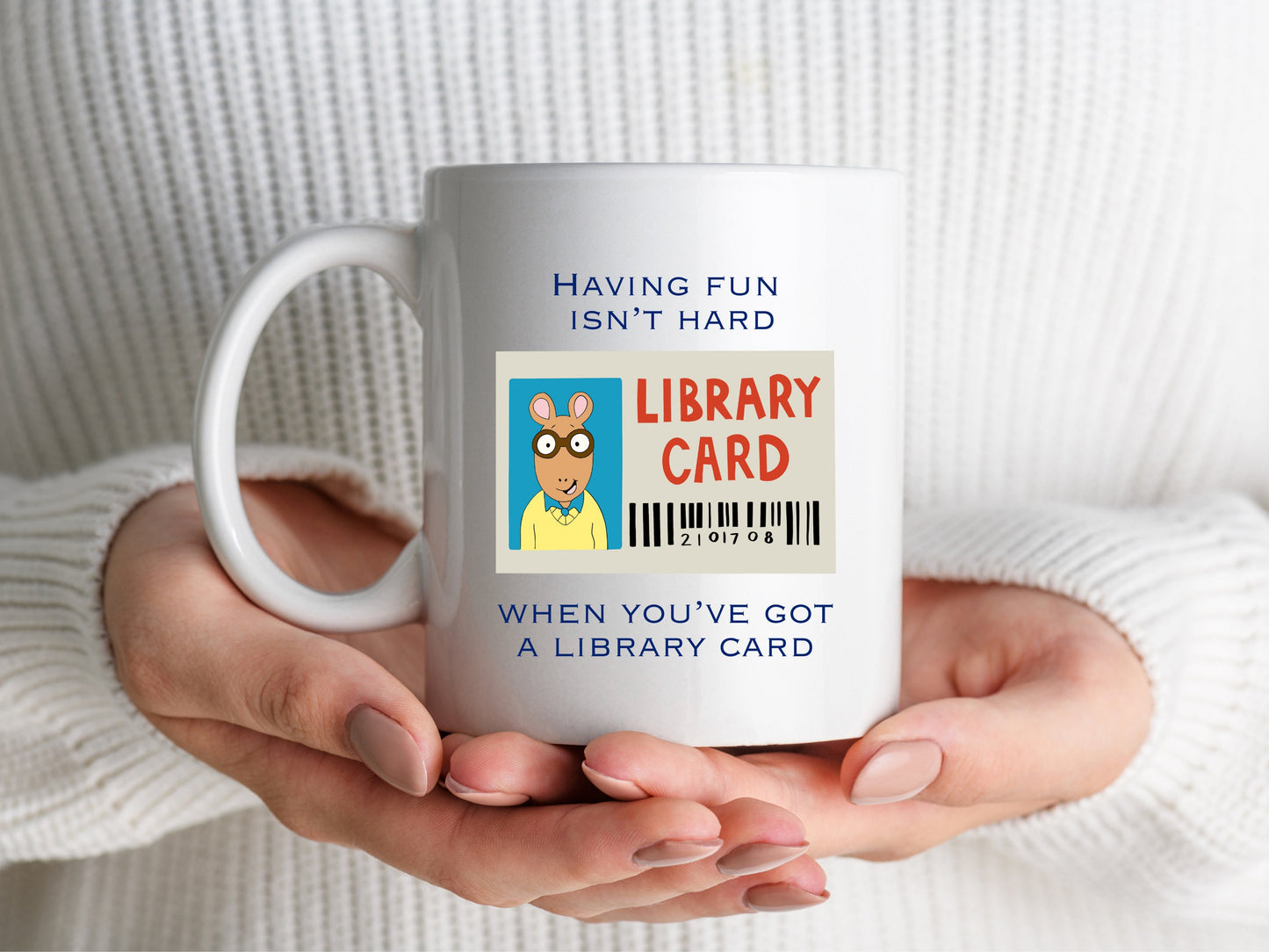 Arthur Library Card Mug, Library Card Mug, Bookish Library Card Mug, Bookish TV Mug, Bookish Gift, 2000s TV Show, Arthur Reading Mug