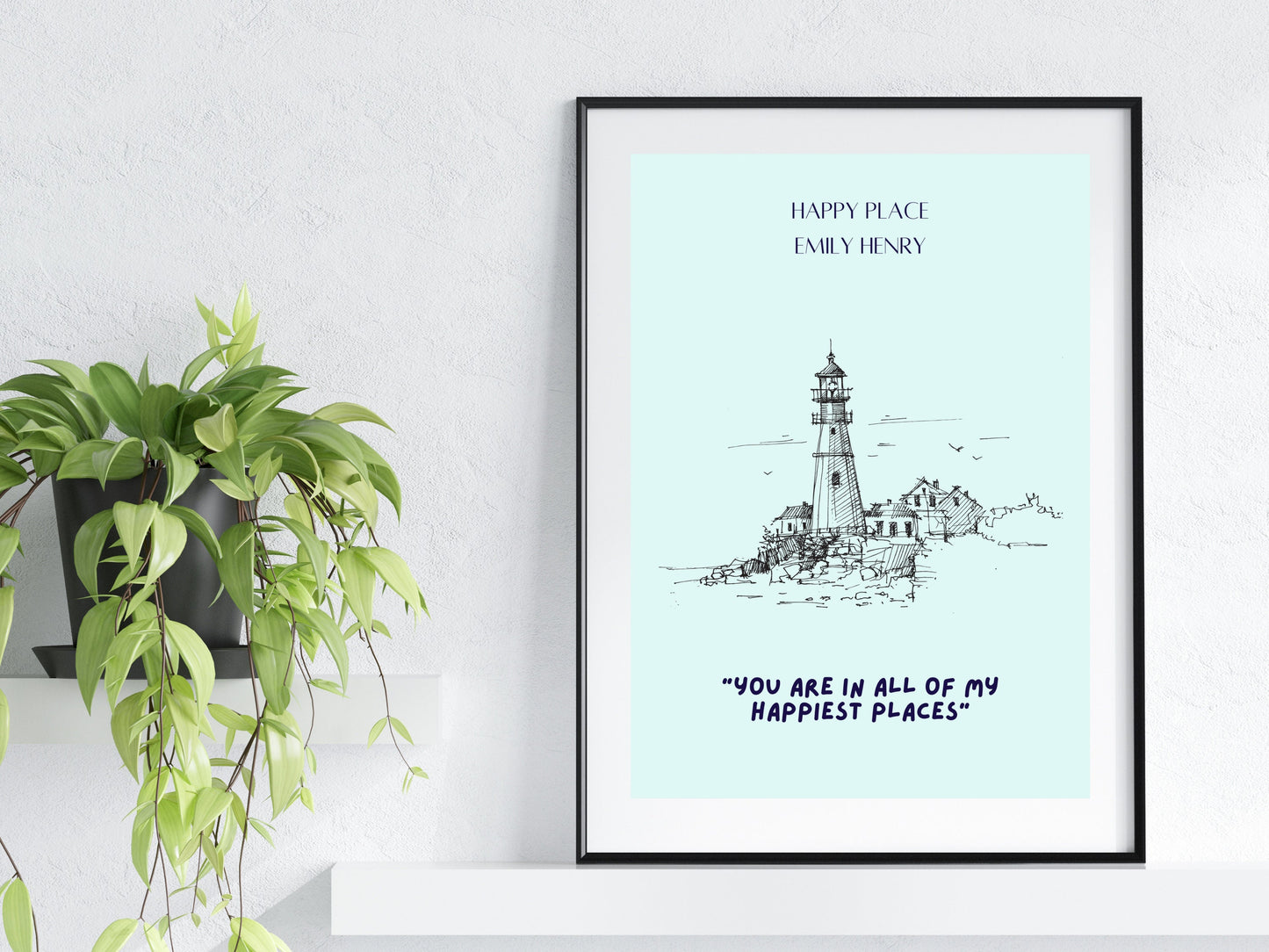 Emily Henry Happy Place Print, Happy Place Wall Art, Emily Henry Merch, People We Meet On Vacation, Bookish Prints, Bookish Wall Art