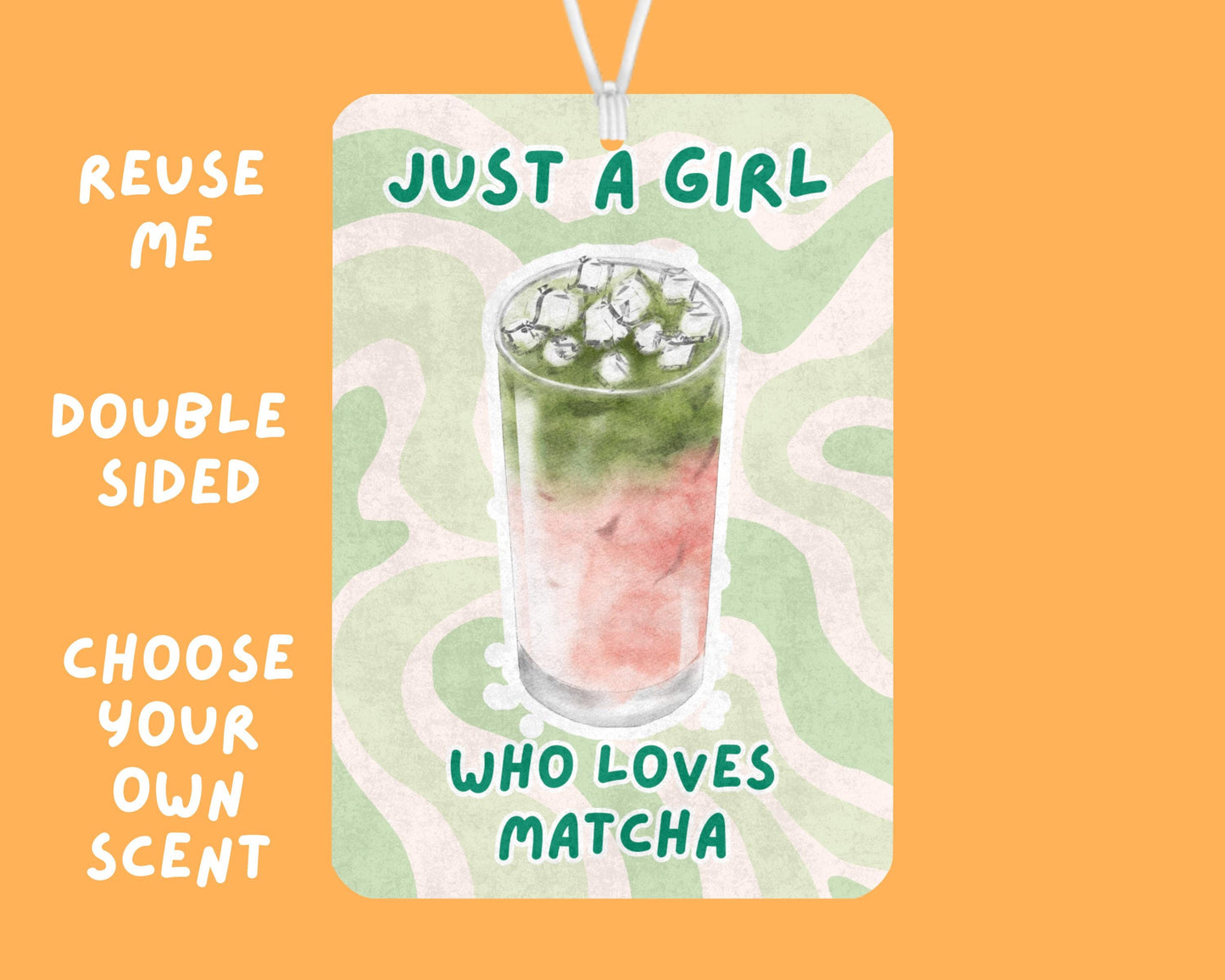 Just A Girl Who Loves Matcha Car Air Freshener, Just A Girl Meme Car Air Freshener, Girly Car Accessories, Cute Car Decor, Funny Car Gifts