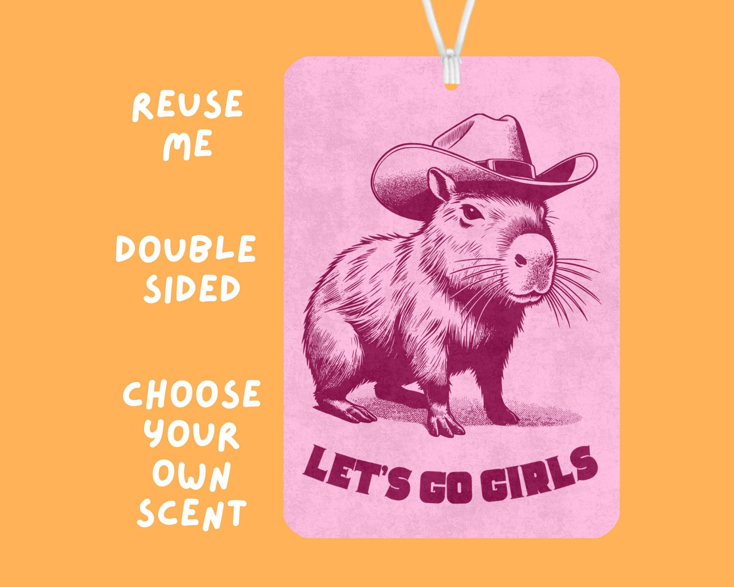 Lets Go Girls Capybara Car Air Freshener, Just A Girl Meme Car Air Freshener, Pink Girly Car Accessories, Cute Car Decor, Funny Car Gifts
