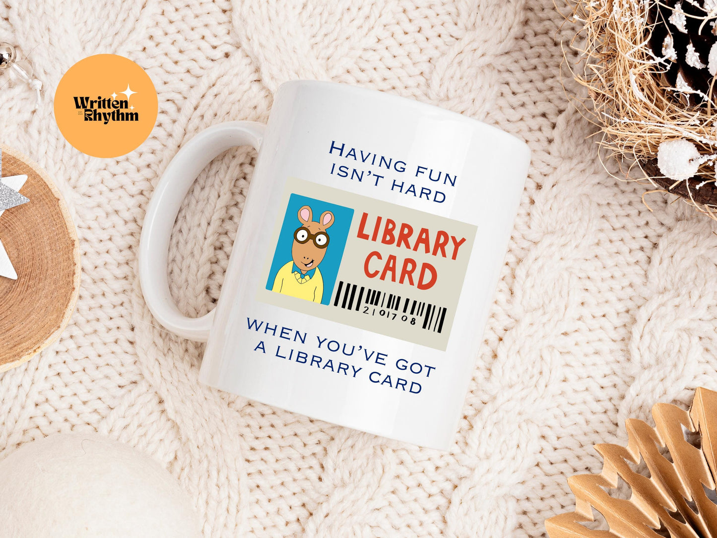 Arthur Library Card Mug, Library Card Mug, Bookish Library Card Mug, Bookish TV Mug, Bookish Gift, 2000s TV Show, Arthur Reading Mug