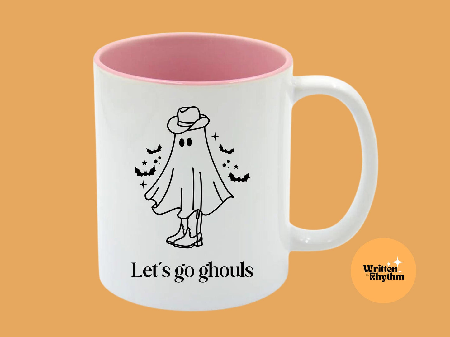 Lets Go Ghouls Mug: Cowgirl Ghost Halloween Coffee Mug