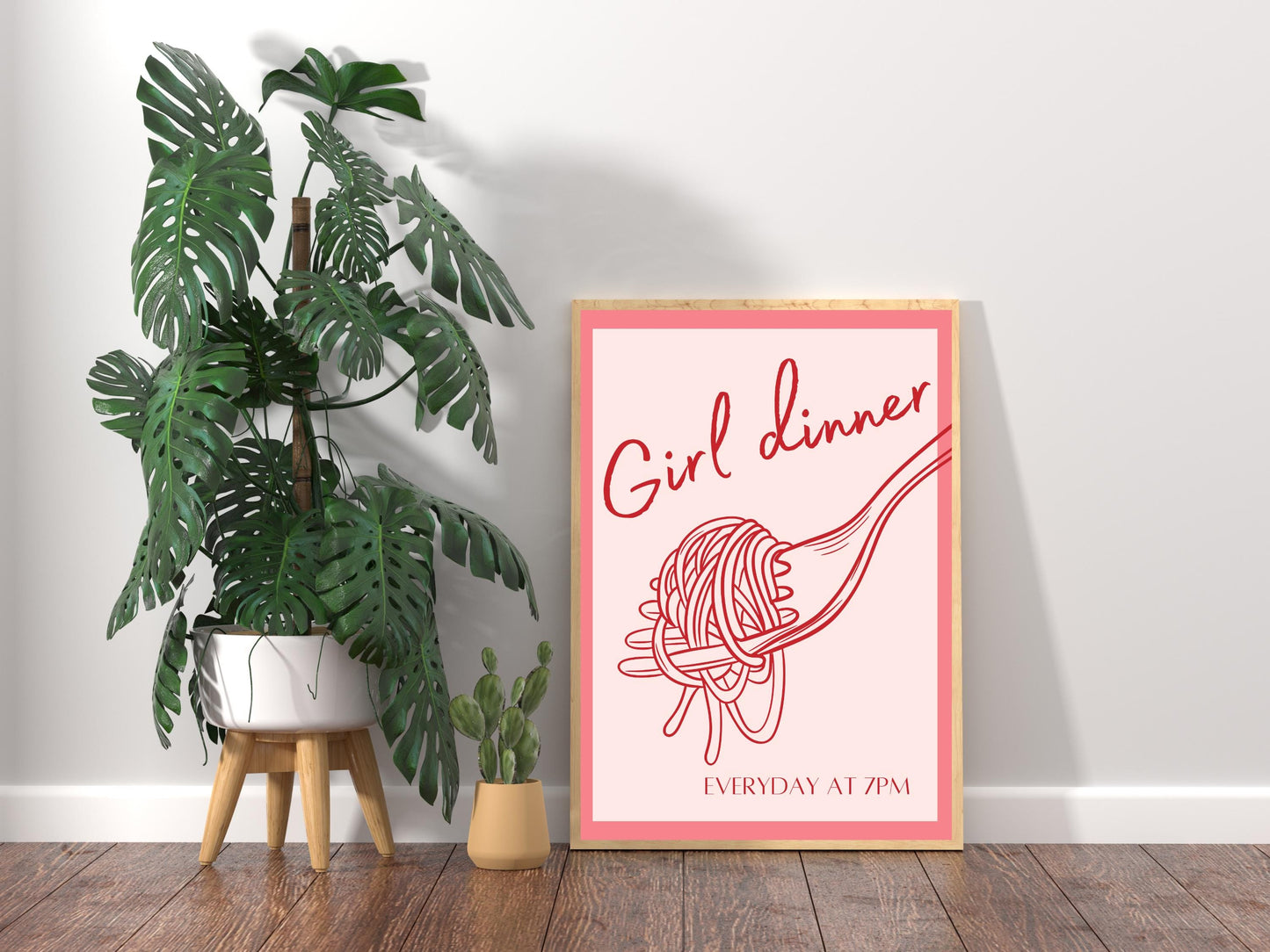 Girl Dinner Print, Girl Dinner Wall Art, Girl Dinner Poster, Girl Dinner Decor, Girly Pink Aesthetic, Bright Wall Art, Pink Kitchen Prints