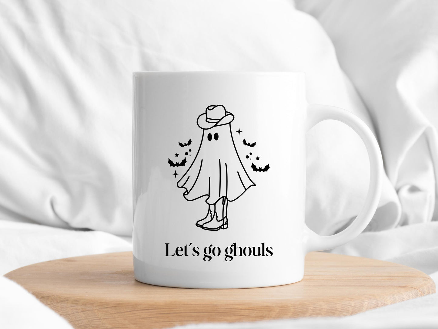 Lets Go Ghouls Mug: Cowgirl Ghost Halloween Coffee Mug