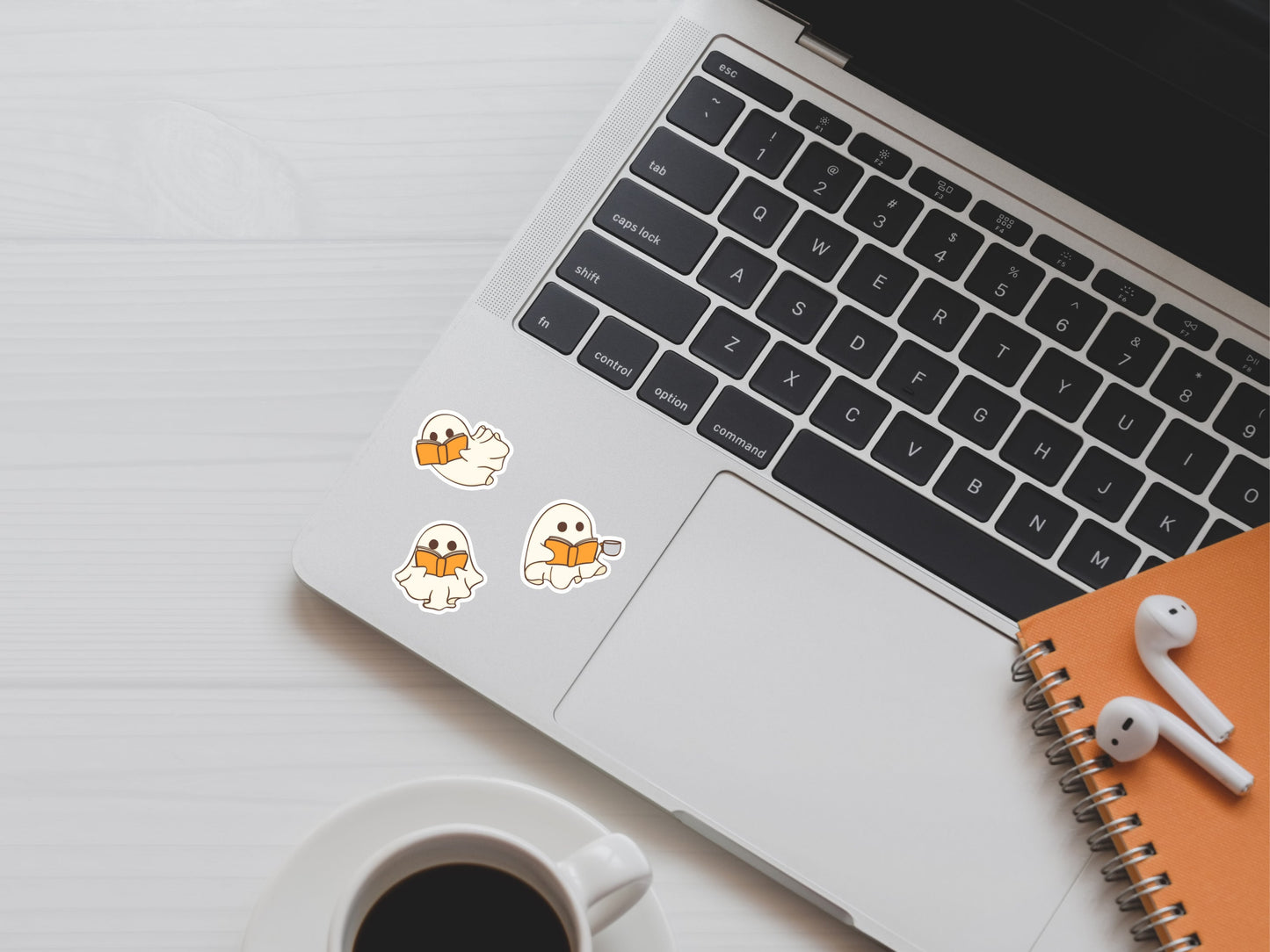 Cute Bookish Ghost Reading Stickers