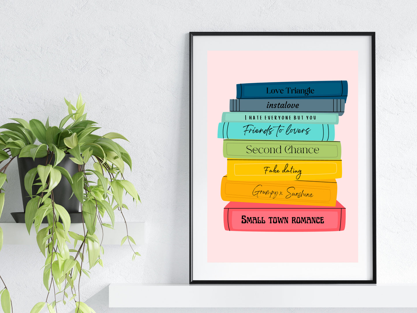 Romance Tropes Book Stack Print