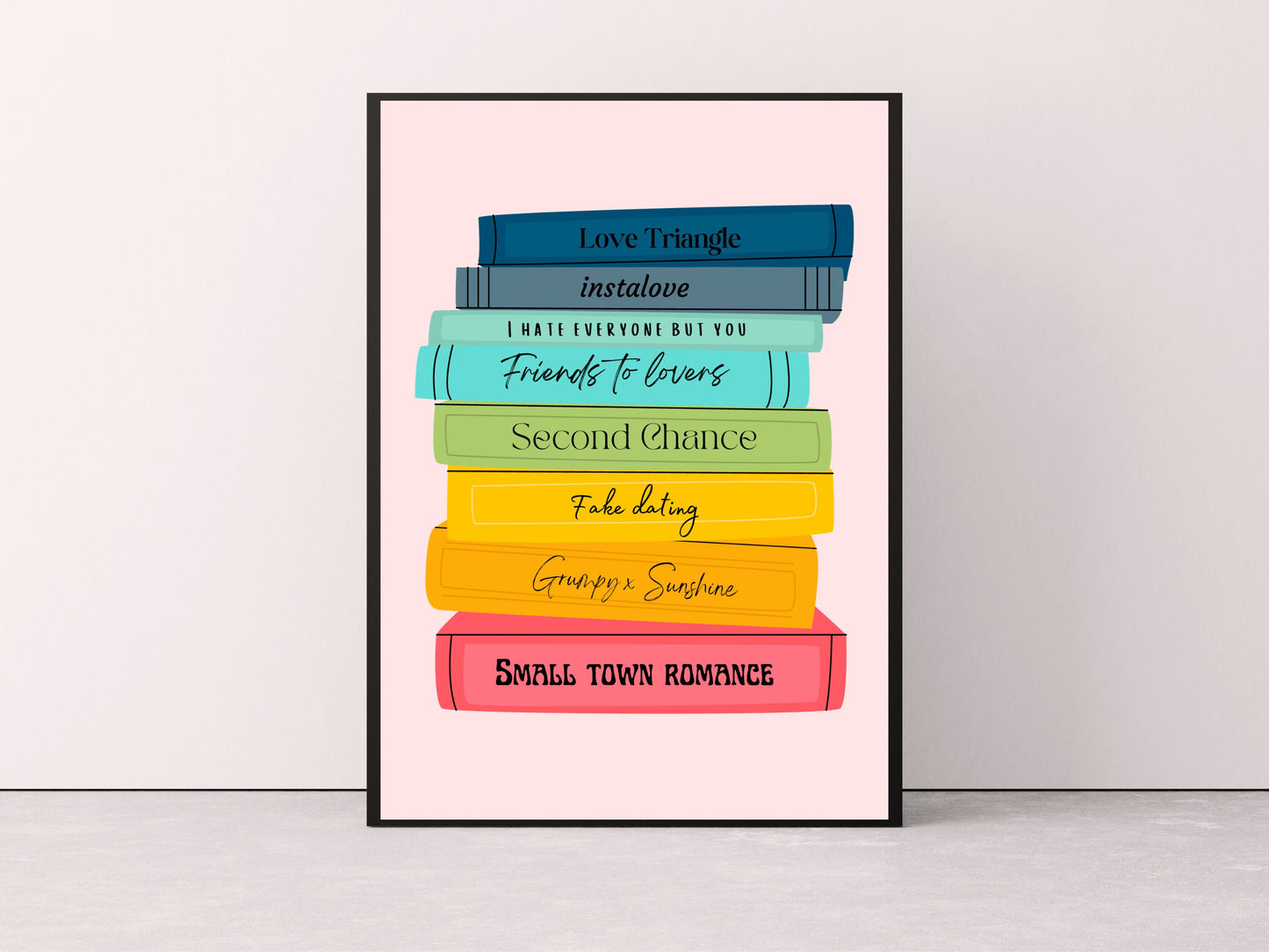 Romance Tropes Book Stack Print