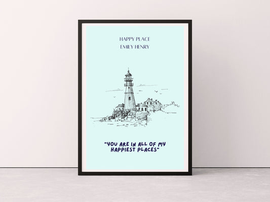 Emily Henry Happy Place Print, Happy Place Wall Art, Emily Henry Merch, People We Meet On Vacation, Bookish Prints, Bookish Wall Art