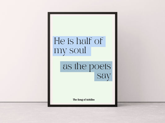The Song Of Achilles Quote Print, Song of Achilles Wall Art, Bookish Prints, Madeline Miller, Achilles and Patroclus, Greek Mythology