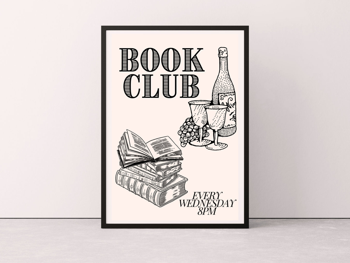 Book Club Print, Book Club Wall Art Print, Home Decor Reader Wall Art, Bookish Prints, Bookish Wall Art, Kitchen Prints, Kitchen Wall Art
