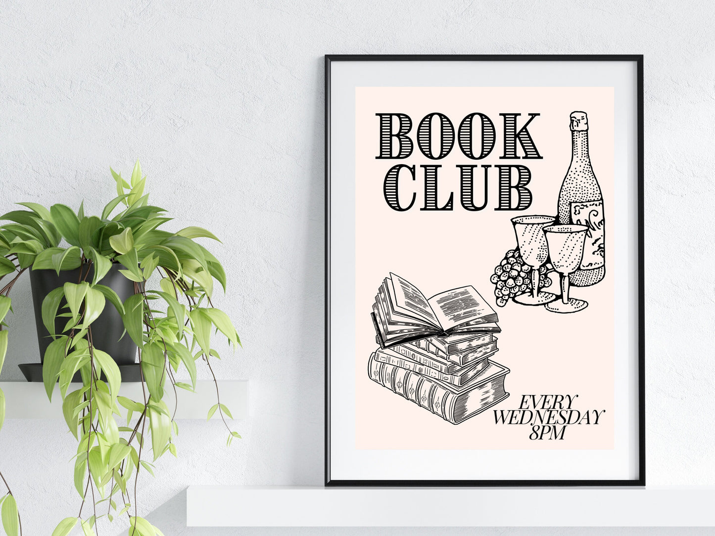 Book Club Print, Book Club Wall Art Print, Home Decor Reader Wall Art, Bookish Prints, Bookish Wall Art, Kitchen Prints, Kitchen Wall Art
