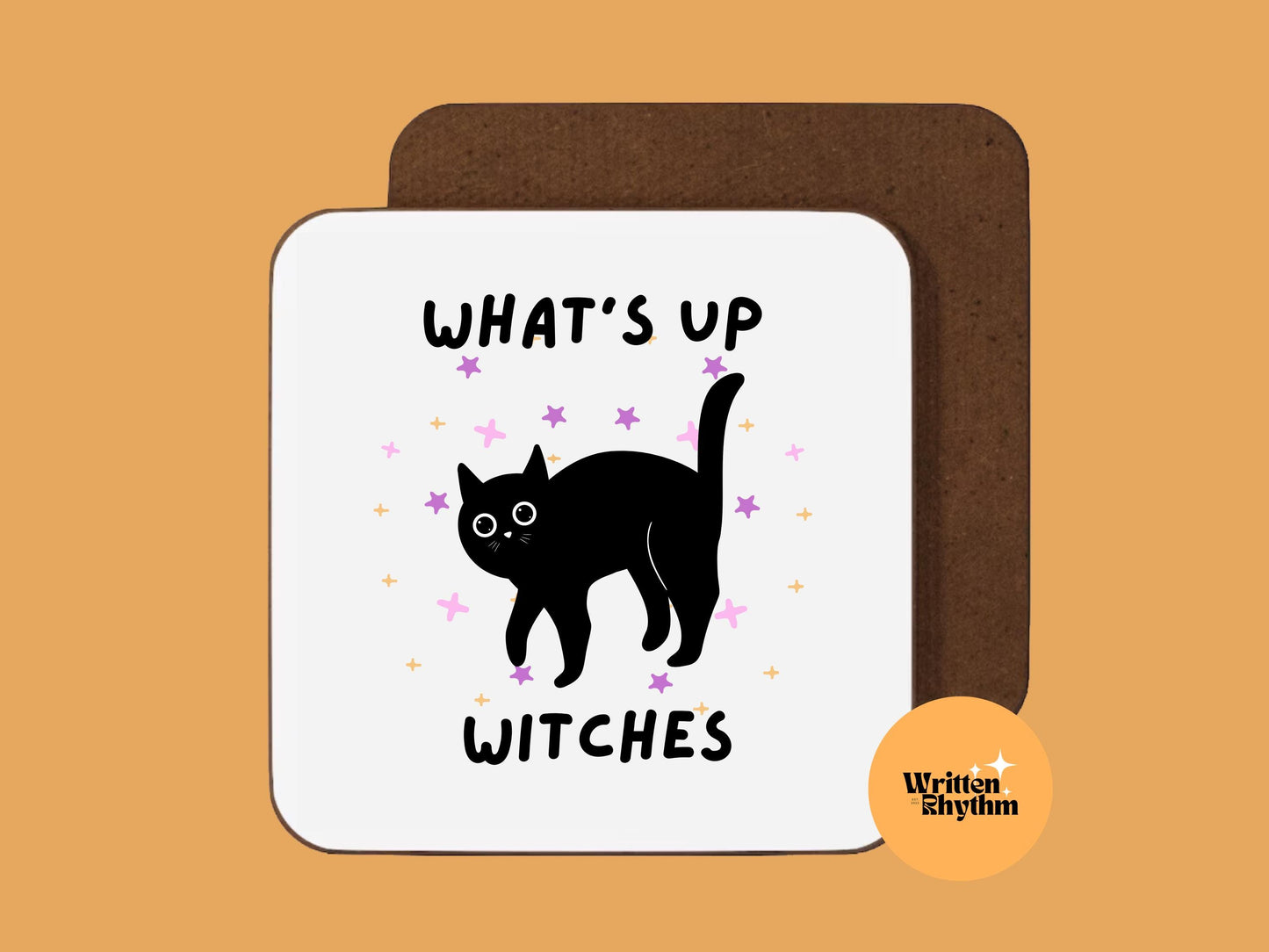 Black Cat Halloween Mug: Spooky What's Up Witches Coffee Cup