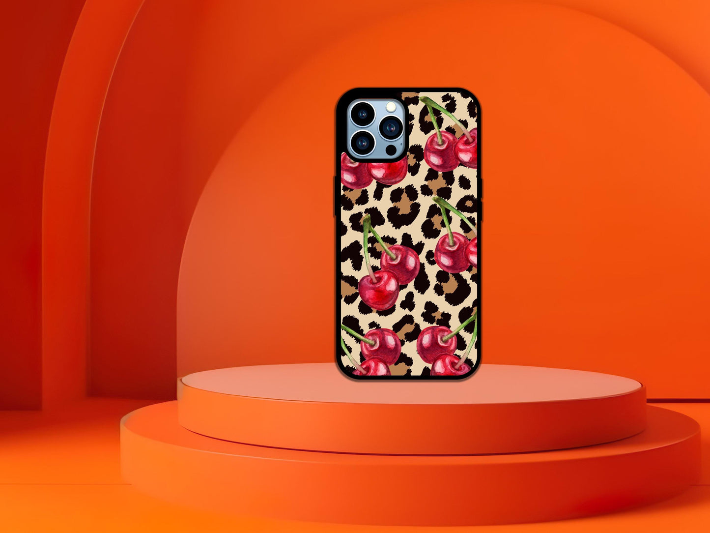 Leopard Cherry Phone Case, Cherry Leopard Cherries Animal Print, Cherry Phone Case For iPhone, Leopard Print Phone Plastic Case Cover Gift