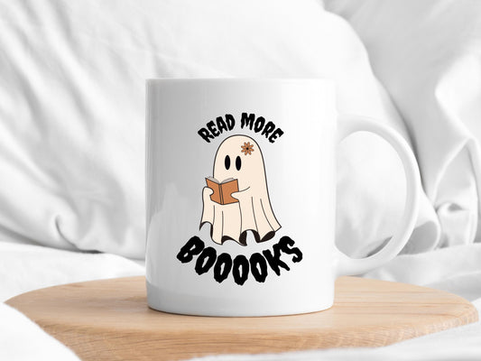 Bookish Ghost Mug: Read More Booooks - Halloween Coffee Mug