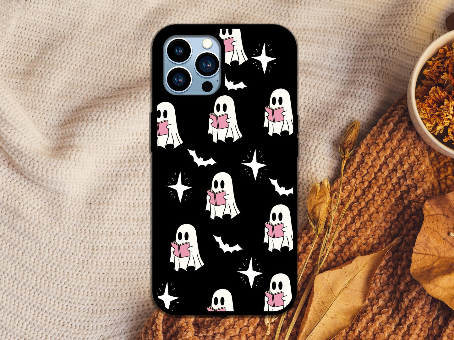 Ghost Bookish Phone Case, Bookish Ghost Phone Case, Cute Ghost Phone Case, Cute Ghost Halloween Phone Case, Book Lover Ghost Phone Gift