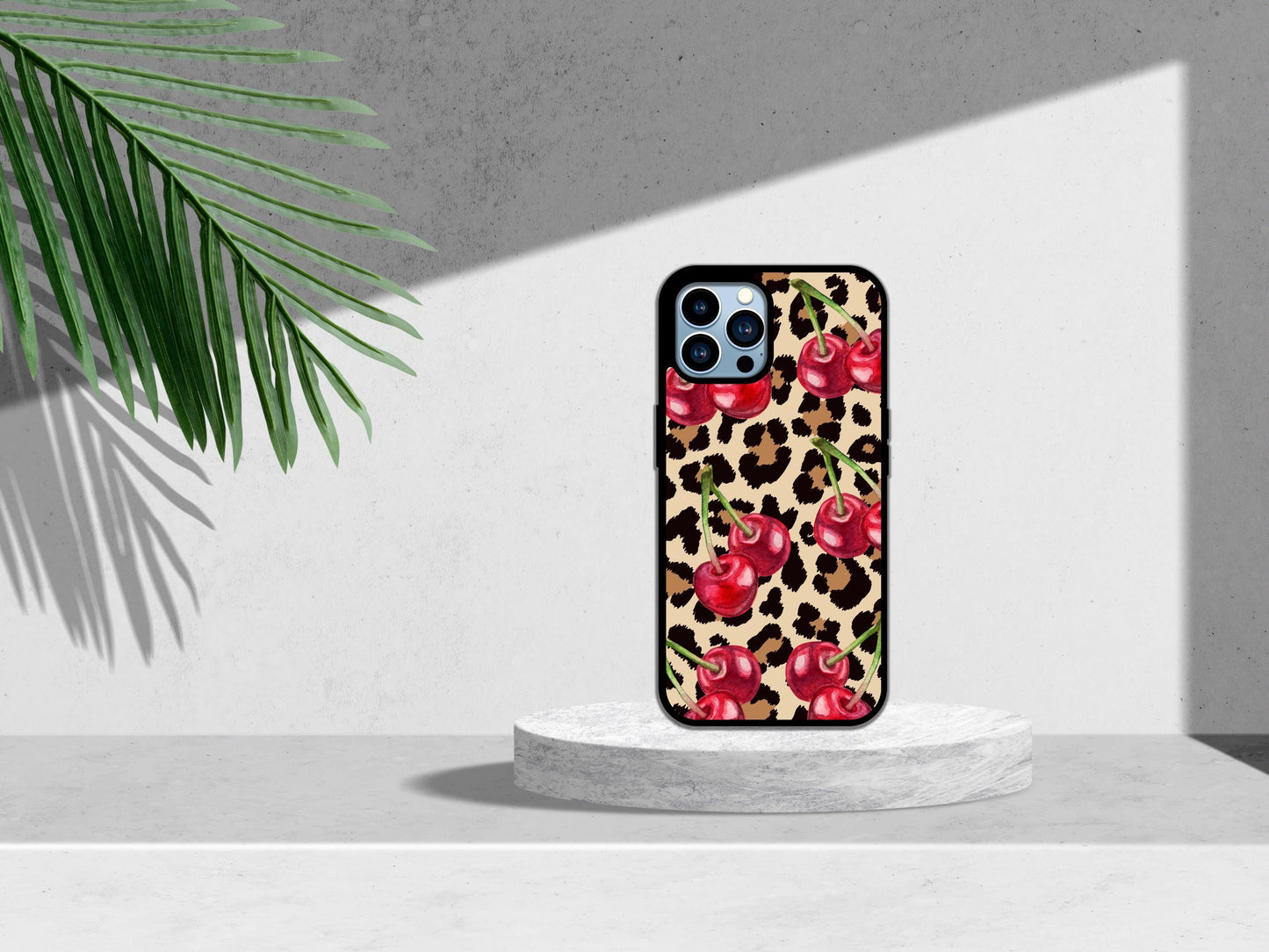 Leopard Cherry Phone Case, Cherry Leopard Cherries Animal Print, Cherry Phone Case For iPhone, Leopard Print Phone Plastic Case Cover Gift