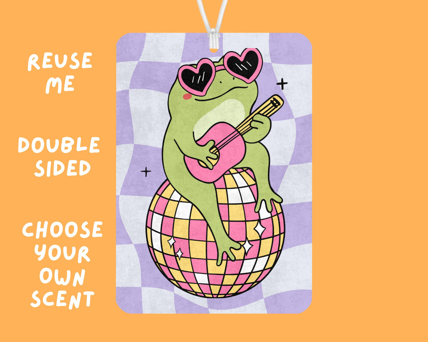 Retro Disco Frog Car Air Freshener, Cute Frog Car Air Freshener, Frog Air Freshie, New Driver Gift, Funny Novelty Car Gift, Cute Car Decor