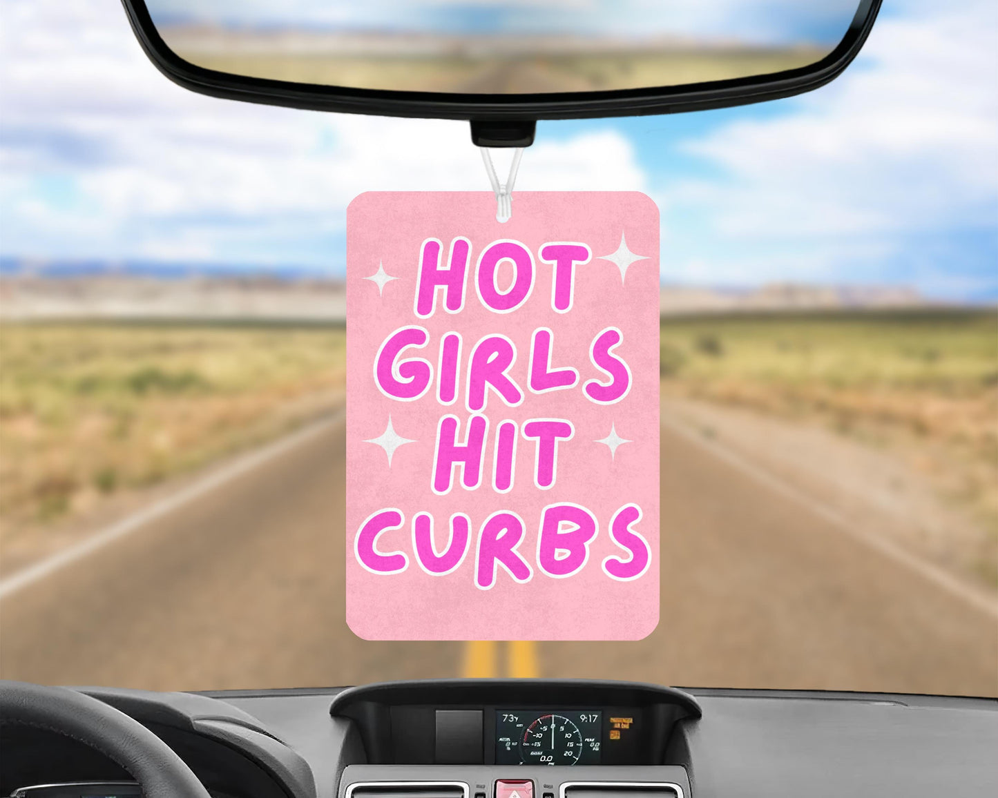 Hot Girls Hit Curbs Pink Car Air Freshener – Funny Girly Car Decor