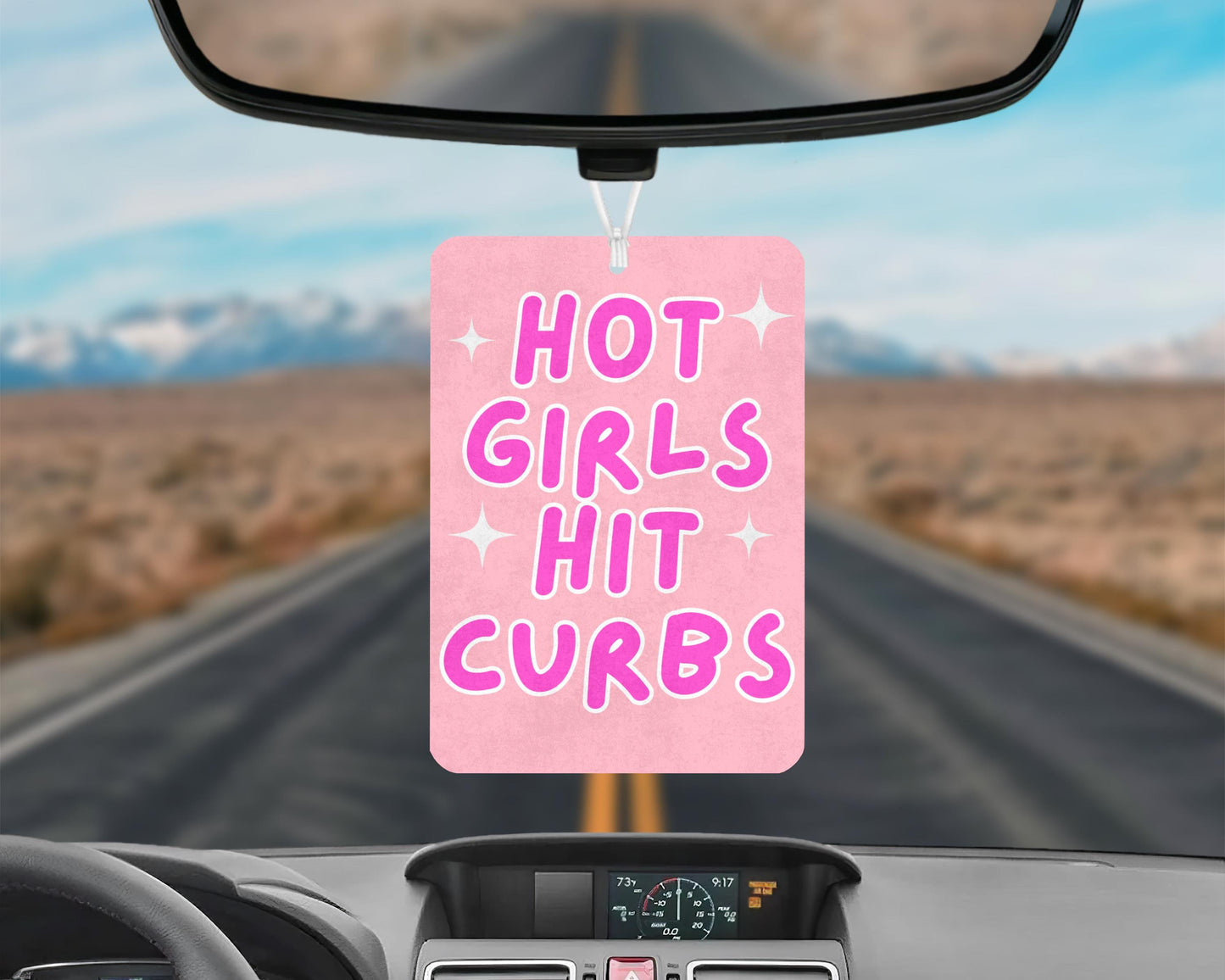 Hot Girls Hit Curbs Pink Car Air Freshener – Funny Girly Car Decor
