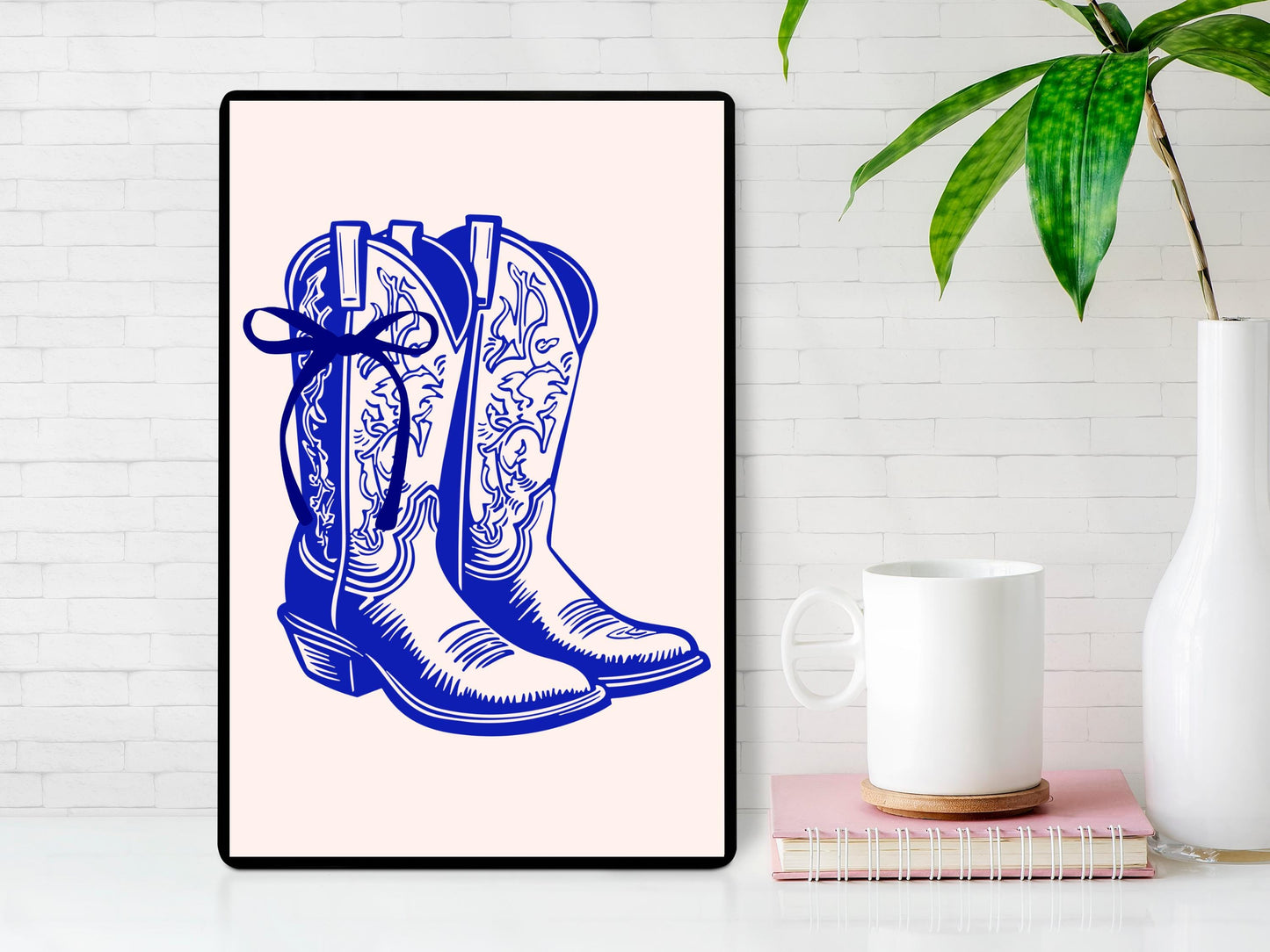 Cowboy Boots Print, Cowboy Boots Wall Art, Cowgirl Boots Art, Girly Bedroom Print, Blue Cowgirl Print, Cowboy Poster, Aesthetic Prints