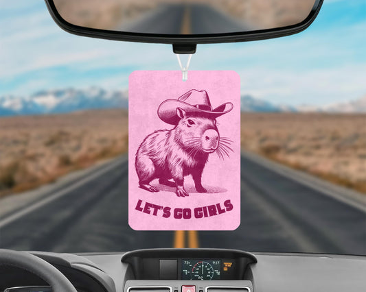 Lets Go Girls Capybara Car Air Freshener, Just A Girl Meme Car Air Freshener, Pink Girly Car Accessories, Cute Car Decor, Funny Car Gifts
