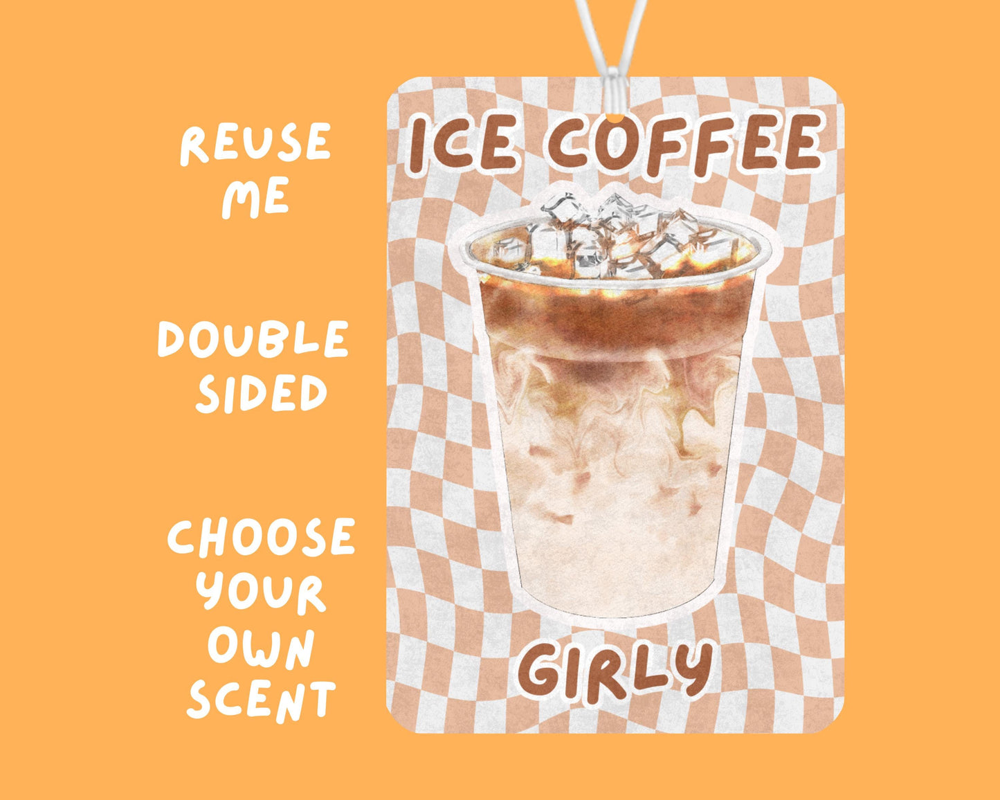 Iced Coffee Girly Car Air Freshener, Ice Coffee Car Air Freshener, Girly Car Accessories, Cute Car Decor, Funny Car Gifts, Iced Coffee Lover