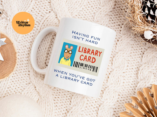 Arthur Library Card Mug, Library Card Mug, Bookish Library Card Mug, Bookish TV Mug, Bookish Gift, 2000s TV Show, Arthur Reading Mug
