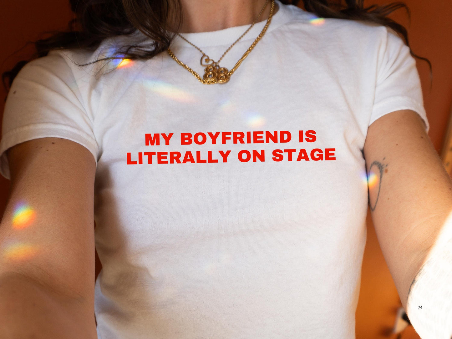 My Boyfriend Is Literally On Stage Baby Tee, Boyfriend On Stage Baby Tee, Y2K Baby Fitted Tee, Trending Y2K Aesthetic Tee, Slogan Crop Top