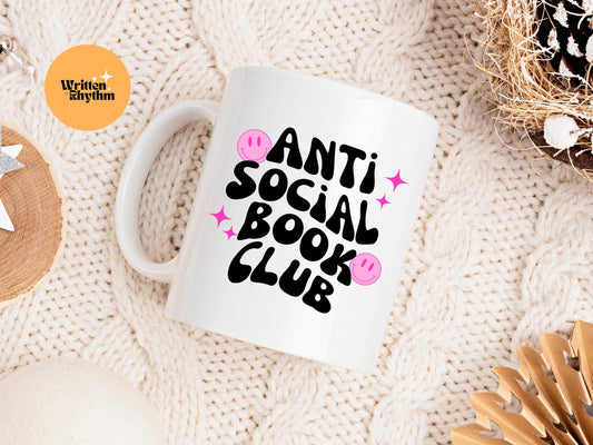 Anti Social Book Club Mug, Book Club Mug, Book Mug, Mug and Coaster, Book Club Gift, Bookish Mug, Bookish Merch, Book Lover Mug, Readers Mug