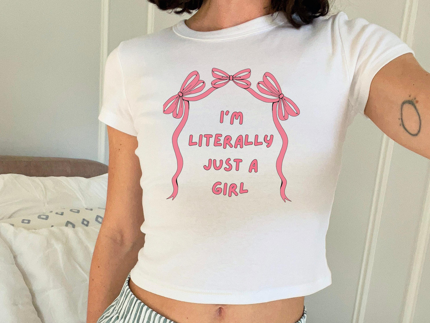 Y2K Baby Tee: I'm Just A Girl Slogan Shirt