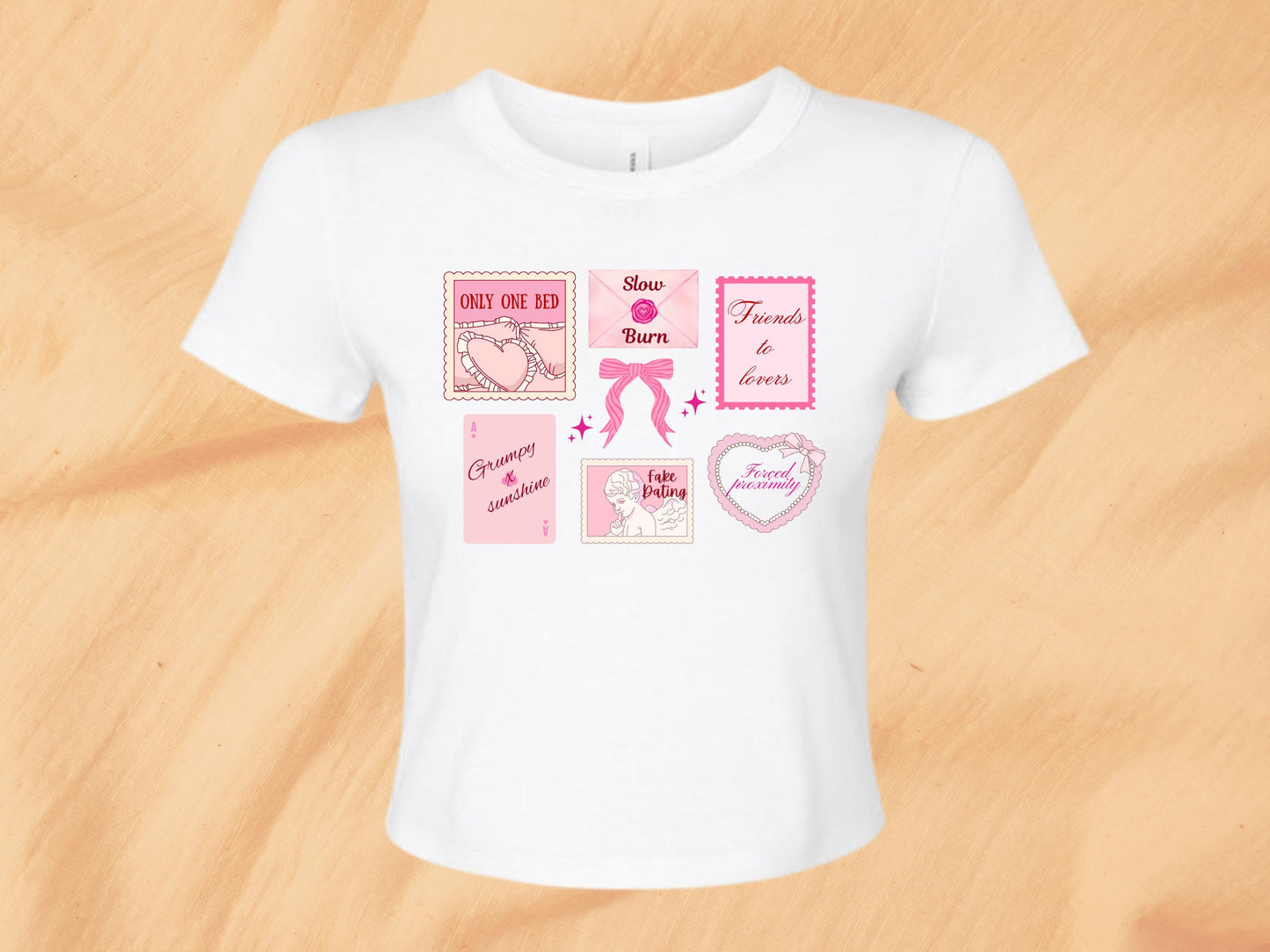 Romance Book Tropes Baby Tee, Romance Tropes Baby Tee, Friends To Lovers Trope, Only One Bed Trope, Smut Lover Shirt, Romance Reader T-Shirt