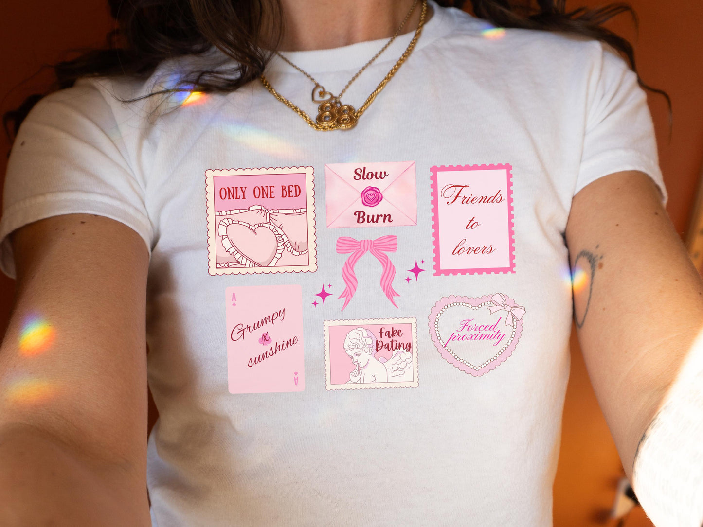 Romance Book Tropes Baby Tee, Romance Tropes Baby Tee, Friends To Lovers Trope, Only One Bed Trope, Smut Lover Shirt, Romance Reader T-Shirt