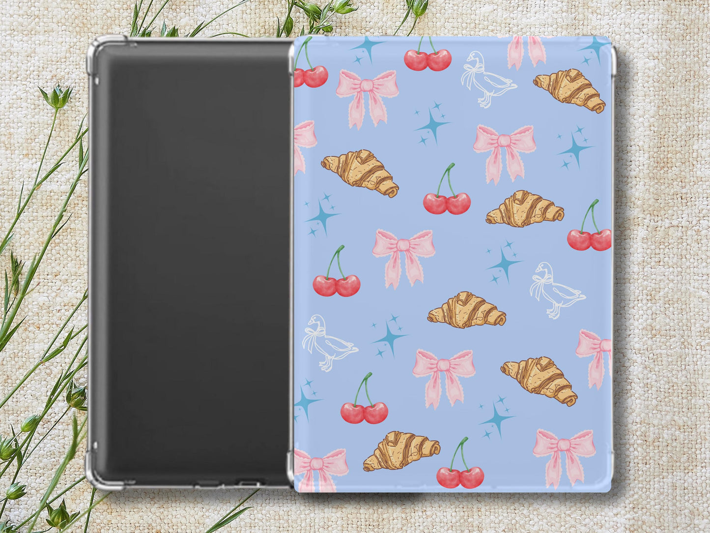Girly Pattern Kindle Insert, Insert For Kindle, Kindle Accessories For Book Lovers, Croissant Kindle Insert, E-Reader Insert, Bookish Gift