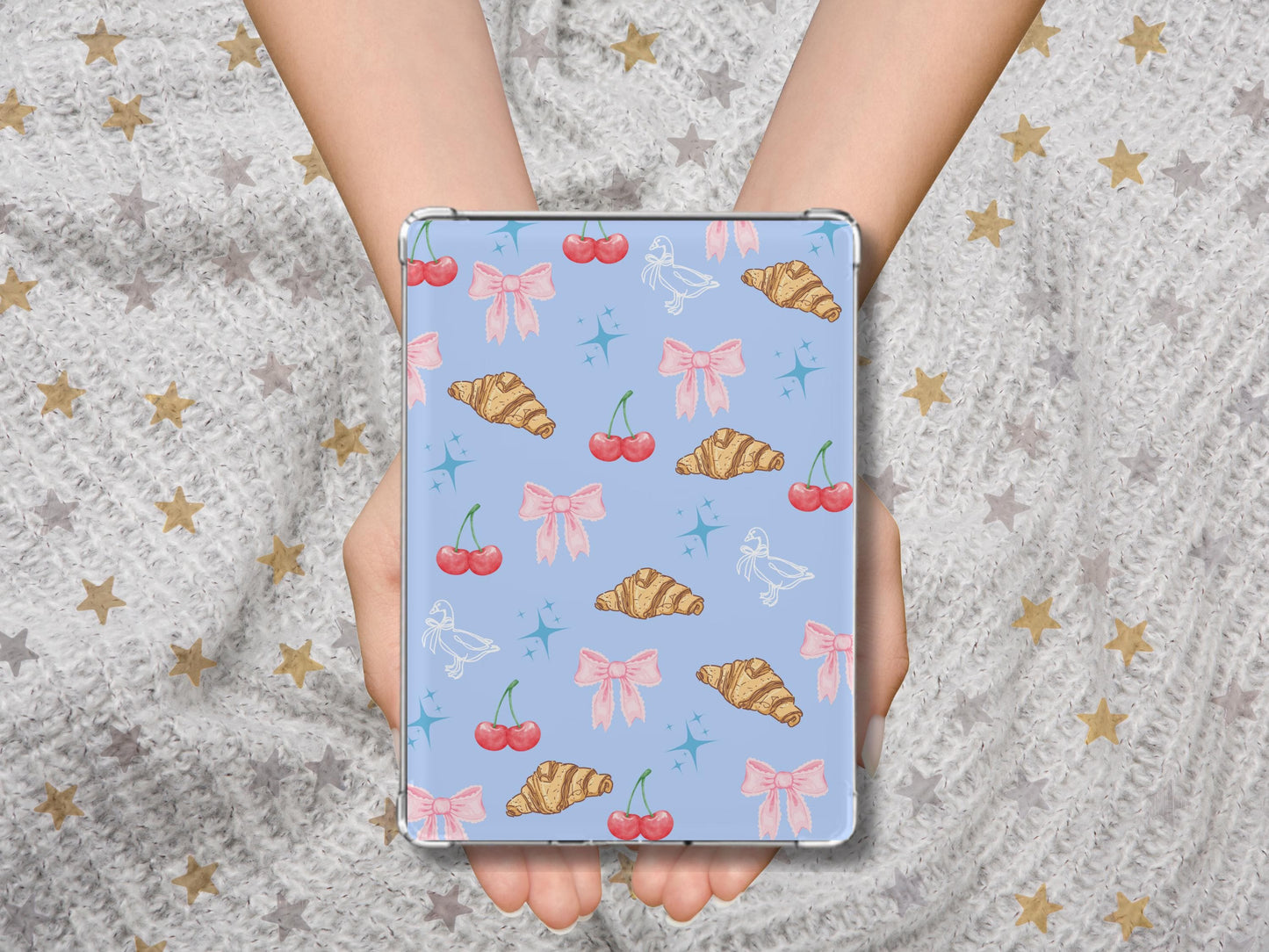 Girly Pattern Kindle Insert, Insert For Kindle, Kindle Accessories For Book Lovers, Croissant Kindle Insert, E-Reader Insert, Bookish Gift