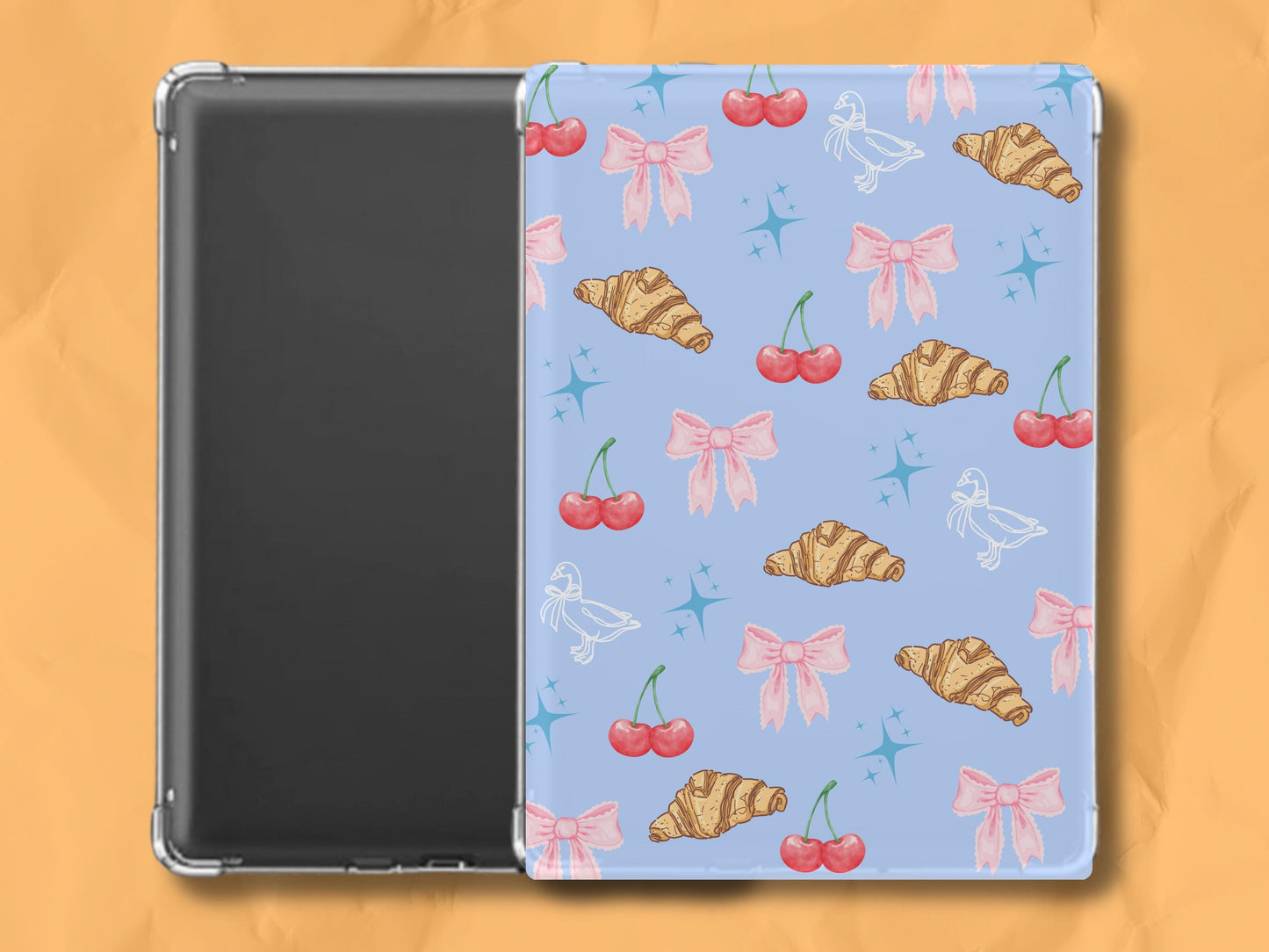 Girly Pattern Kindle Insert, Insert For Kindle, Kindle Accessories For Book Lovers, Croissant Kindle Insert, E-Reader Insert, Bookish Gift