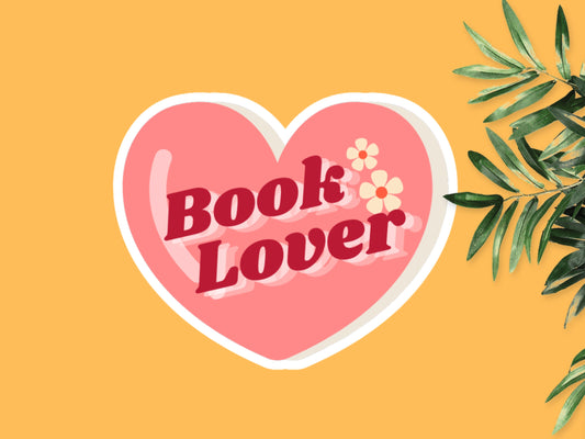 Book Lover Heart Shaped Sticker