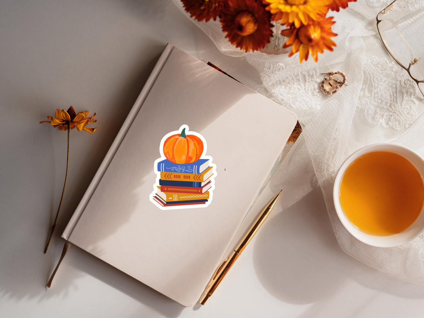 Bookstack Fall Halloween Sticker